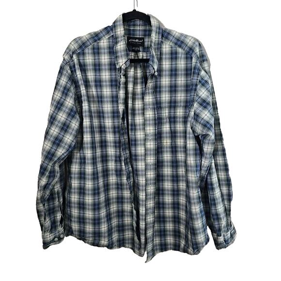 Eddie Bauer Green Plaid Long Sleeve Western Work Button Down Shirt Men's Size XL - Picture 1 of 5